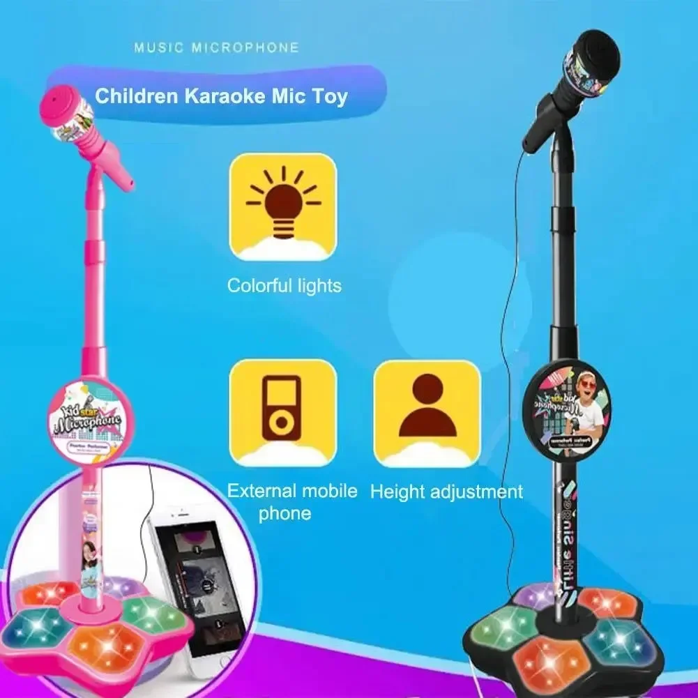 Kids Microphone with Stand Karaoke Song Vertical Mic Music Instrument Toys Brain-Training Educational Toy Birthday Gift Girl Boy - Image 3