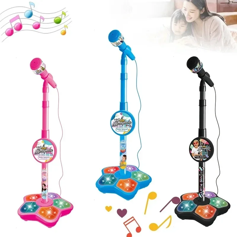 Kids Microphone with Stand Karaoke Song Vertical Mic Music Instrument Toys Brain-Training Educational Toy Birthday Gift Girl Boy - Image 4