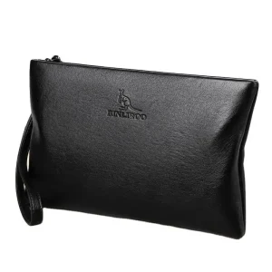 Men's Cowhide Leather Envelope Wallet Large Capacity Handbag with Multi Card Holders Soft Business Casual Grey Moneybag