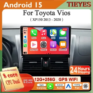 Android 16 Carplay&Auto Car Radio Navigation Multimedia Stereo Player QLED GPS For Toyota Vios XP150 2013 - 2020