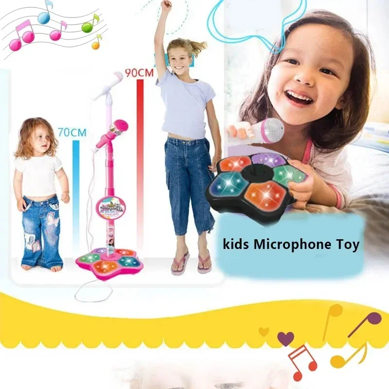 Kids Microphone with Stand Karaoke Song Vertical Mic Music Instrument Toys Brain-Training Educational Toy Birthday Gift Girl Boy - Image 2