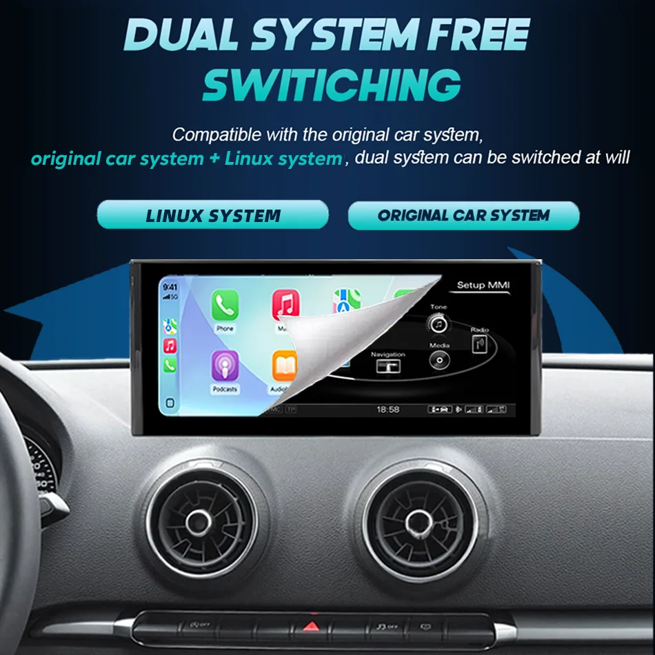 Linux 10.25'' 1920*720 Wireless Carplay Android Auto Touch Screen For Audi A3 8V 2013-2020 Stereo Radio Player Navigation WIFI - Image 2