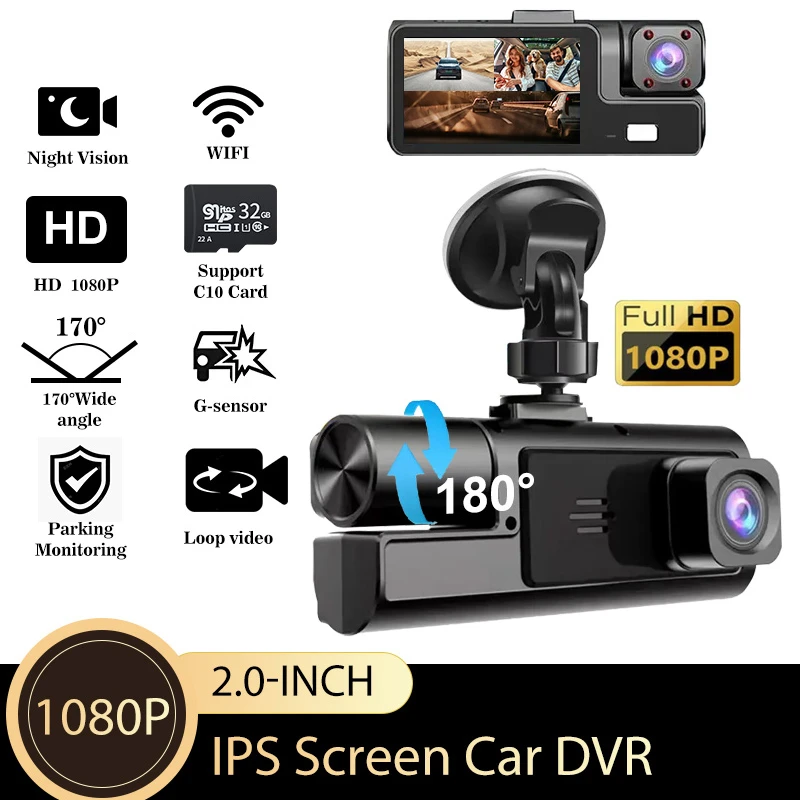 Car Driving Recorder WiFi 1080P 3 Channel Night Vision Camera DVR Video Recorder Video Register Mini Driving Recorder Camera