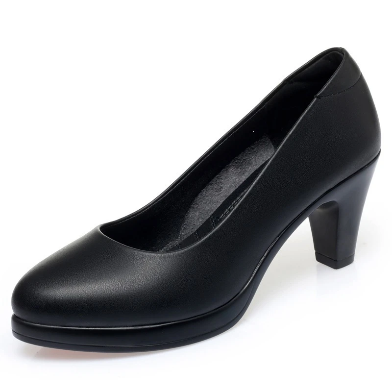 Women 2025 New Soft Leather Breathable Mid Heel Single Shoes Comfort Non Slip Soft Sole Professional Office Work Shoes Versatile - Image 5